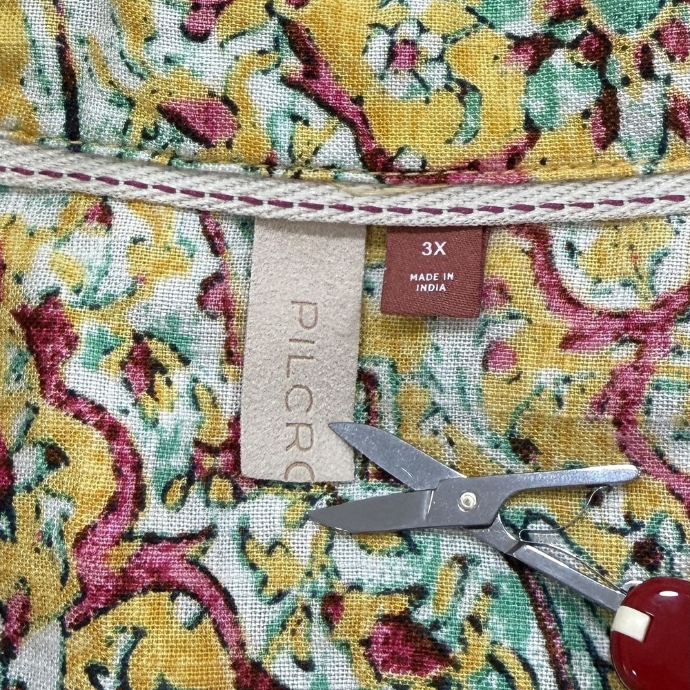 Anthropologie Pilcro Pintuck Peasant Blouse 3X Embroidered Boho Button Up Retro - Picture 2 of 14